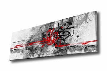 Lerretsbilde - Abstrakt komposisjon med svarte og røde linjer - Rød / Svart / Grå - Interiør - Maleri & posters - Lerretsbilder