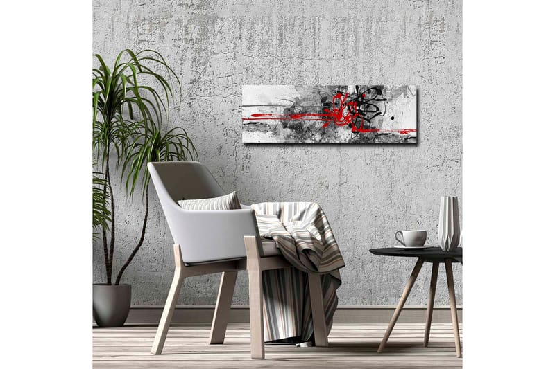 Lerretsbilde - Abstrakt komposisjon med svarte og røde linjer - Rød / Svart / Grå - Interiør - Maleri & posters - Lerretsbilder