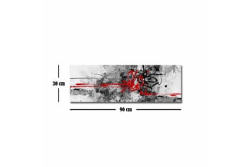Lerretsbilde - Abstrakt komposisjon med svarte og røde linjer - Rød / Svart / Grå - Interiør - Maleri & posters - Lerretsbilder