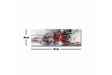 Lerretsbilde - Abstrakt komposisjon med svarte og røde linjer - Rød / Svart / Grå - Interiør - Maleri & posters - Lerretsbilder