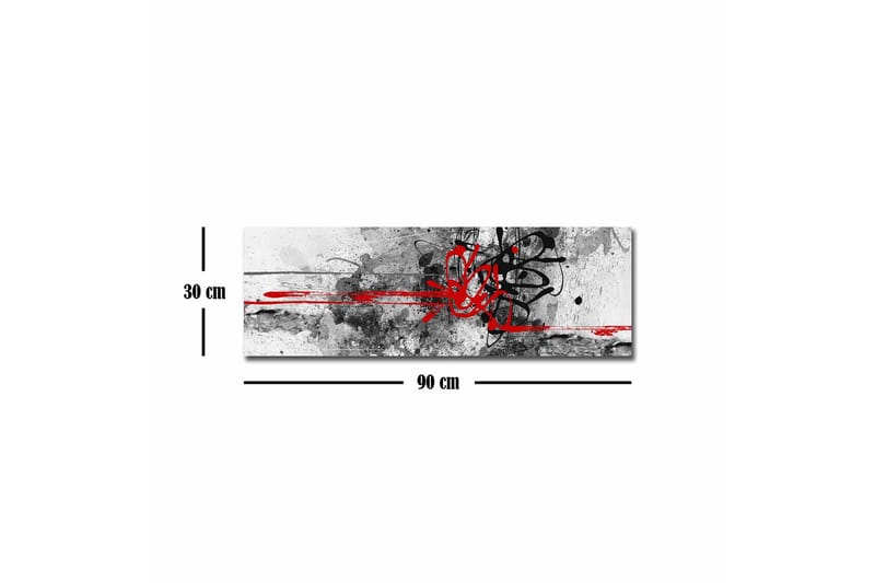 Lerretsbilde - Abstrakt komposisjon med svarte og røde linjer - Rød / Svart / Grå - Interiør - Maleri & posters - Lerretsbilder