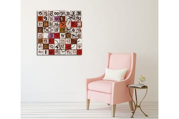 Lerretsbilde - Abstrakt komposisjon med tall og linjer - Rød / Brun / Hvit - Interiør - Maleri & posters - Lerretsbilder