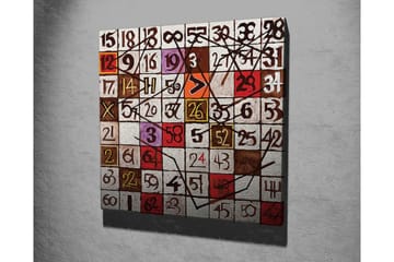 Lerretsbilde - Abstrakt komposisjon med tall og linjer - Rød / Brun / Hvit - Interiør - Maleri & posters - Lerretsbilder