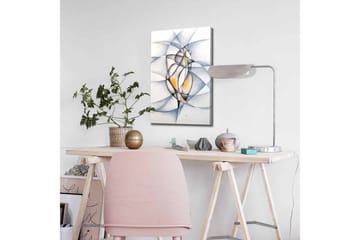 Lerretsbilde - Abstrakt komposisjon med to stiliserte figurer som samhandler - Svart / Grå / Oransje - Interiør - Maleri & posters - Lerretsbilder