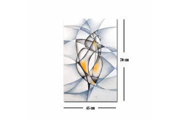 Lerretsbilde - Abstrakt komposisjon med to stiliserte figurer som samhandler - Svart / Grå / Oransje - Interiør - Maleri & posters - Lerretsbilder