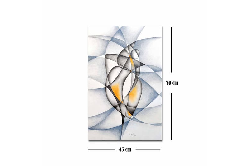 Lerretsbilde - Abstrakt komposisjon med to stiliserte figurer som samhandler - Svart / Grå / Oransje - Interiør - Maleri & posters - Lerretsbilder