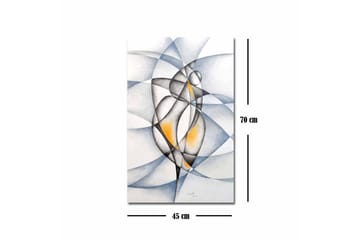 Lerretsbilde - Abstrakt komposisjon med to stiliserte figurer som samhandler - Svart / Grå / Oransje - Interiør - Maleri & posters - Lerretsbilder
