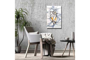 Lerretsbilde - Abstrakt komposisjon med to stiliserte figurer som samhandler - Svart / Grå / Oransje - Interiør - Maleri & posters - Lerretsbilder