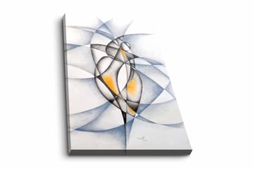 Lerretsbilde - Abstrakt komposisjon med to stiliserte figurer som samhandler - Svart / Grå / Oransje - Interiør - Maleri & posters - Lerretsbilder