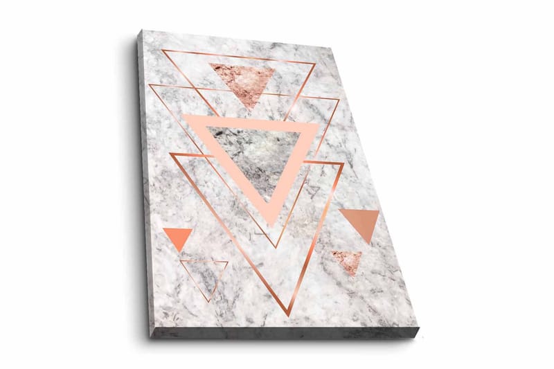Lerretsbilde - Abstrakt komposisjon med trekanter i forskjellige nyanser - Marmor Hvit / Kobber / Grå - Interiør - Maleri & posters - Lerretsbilder