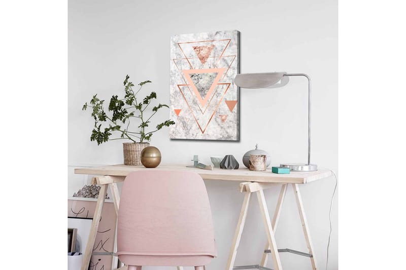 Lerretsbilde - Abstrakt komposisjon med trekanter i forskjellige nyanser - Marmor Hvit / Kobber / Grå - Interiør - Maleri & posters - Lerretsbilder