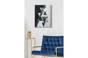 Lerretsbilde - Abstrakt komposisjon med trekanter og geometriske former - Svart / Blå / Hvit - Interiør - Maleri & posters - Lerretsbilder