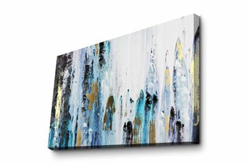 Lerretsbilde - Abstrakt komposisjon med vertikale linjer og fargede elementer - Blå / Svart / Gull - Interiør - Maleri & posters - Lerretsbilder