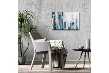 Lerretsbilde - Abstrakt komposisjon med vertikale linjer og fargede elementer - Blå / Svart / Gull - Interiør - Maleri & posters - Lerretsbilder