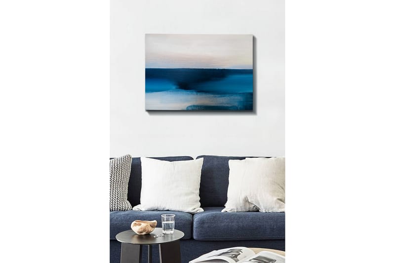 Lerretsbilde - Abstrakt landskap med blånyanser - Mørk blå / Lys blå / Hvit - Interiør - Maleri & posters - Lerretsbilder
