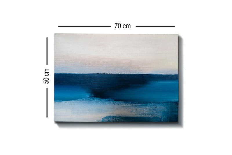 Lerretsbilde - Abstrakt landskap med blånyanser - Mørk blå / Lys blå / Hvit - Interiør - Maleri & posters - Lerretsbilder