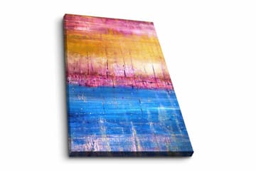 Lerretsbilde - Abstrakt landskap med fargeoverganger i himmelske toner - Gull / Rosa / Blå - Interiør - Maleri & posters - Lerretsbilder