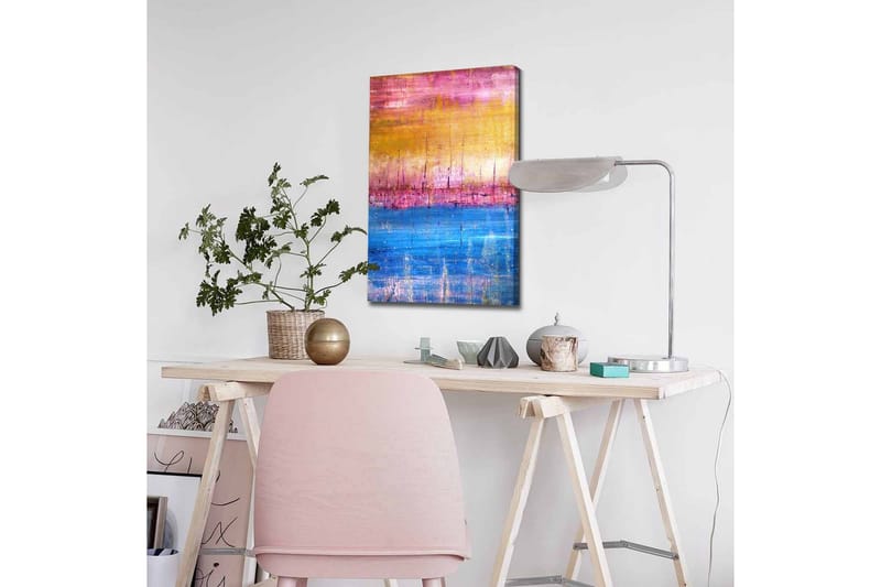 Lerretsbilde - Abstrakt landskap med fargeoverganger i himmelske toner - Gull / Rosa / Blå - Interiør - Maleri & posters - Lerretsbilder