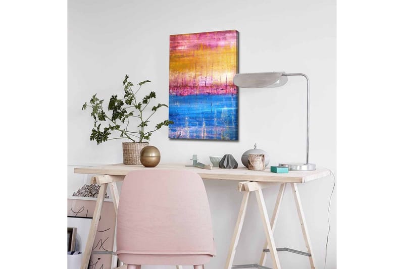 Lerretsbilde - Abstrakt landskap med fargeoverganger i himmelske toner - Gull / Rosa / Blå - Interiør - Maleri & posters - Lerretsbilder