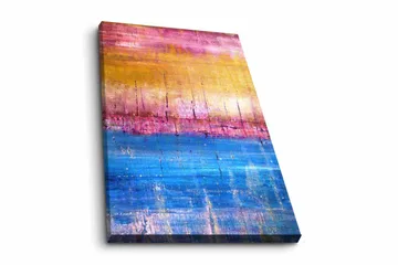 Lerretsbilde - Abstrakt landskap med fargeoverganger i himmelske toner - Gull / Rosa / Blå - Interiør - Maleri & posters - Lerretsbilder