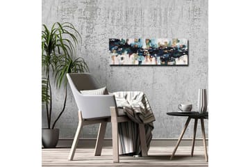 Lerretsbilde - Abstrakt landskap med flytende former og farger - Mørk blå / Turkis / Beige - Interiør - Maleri & posters - Lerretsbilder