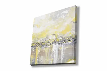 Lerretsbilde - Abstrakt landskap med lyse nyanser av gult og grått - Gul / Grå - Interiør - Maleri & posters - Lerretsbilder