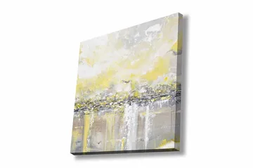 Lerretsbilde - Abstrakt landskap med lyse nyanser av gult og grått - Gul / Grå - Interiør - Maleri & posters - Lerretsbilder