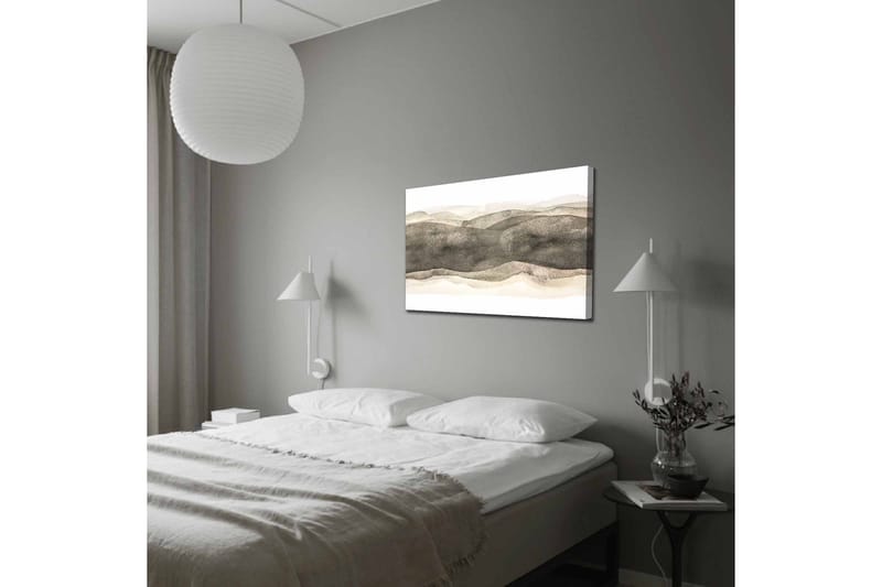 Lerretsbilde - Abstrakt landskap med myke, bølgete former - Grå / Beige / Hvit - Interiør - Maleri & posters - Lerretsbilder