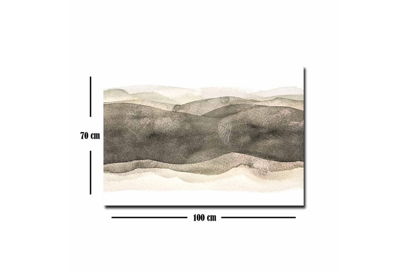 Lerretsbilde - Abstrakt landskap med myke, bølgete former - Grå / Beige / Hvit - Interiør - Maleri & posters - Lerretsbilder