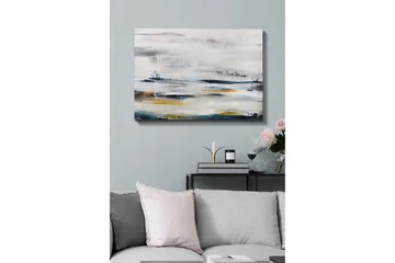 Lerretsbilde - Abstrakt landskap med myke fargeoverganger - Blå / Grå / Gul - Interiør - Maleri & posters - Lerretsbilder