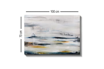 Lerretsbilde - Abstrakt landskap med myke fargeoverganger - Blå / Grå / Gul - Interiør - Maleri & posters - Lerretsbilder