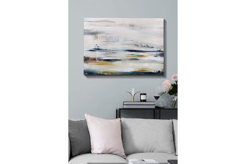 Lerretsbilde - Abstrakt landskap med myke fargeoverganger, Blå / Grå / Gul