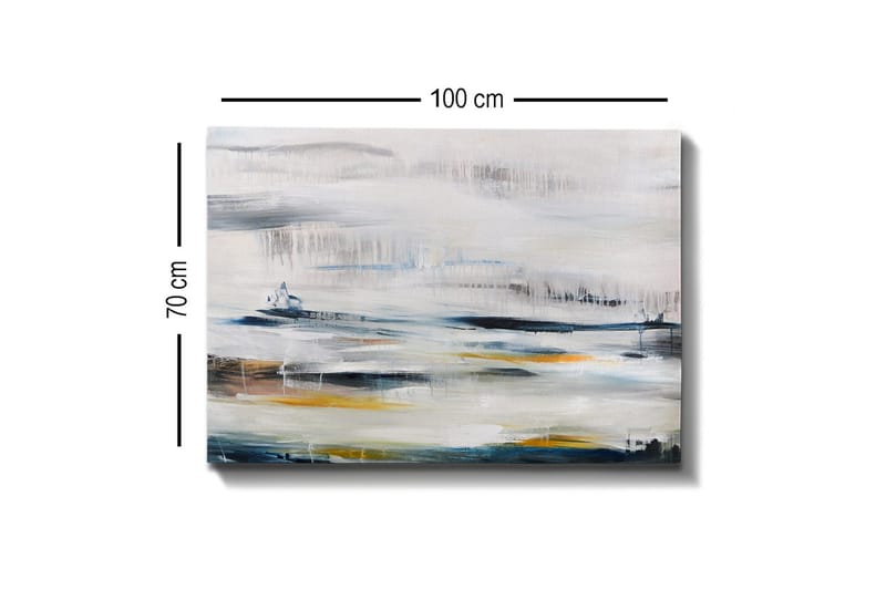 Lerretsbilde - Abstrakt landskap med myke fargeoverganger - Blå / Grå / Gul - Interiør - Maleri & posters - Lerretsbilder