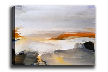 Lerretsbilde - Abstrakt landskap med myke fargeoverganger - Grå / Oransje / Hvit - Interiør - Maleri & posters - Lerretsbilder
