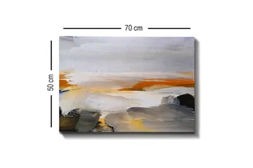 Lerretsbilde - Abstrakt landskap med myke fargeoverganger - Grå / Oransje / Hvit - Interiør - Maleri & posters - Lerretsbilder