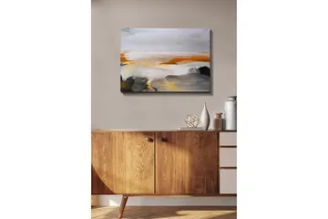 Lerretsbilde - Abstrakt landskap med myke fargeoverganger - Grå / Oransje / Hvit - Interiør - Maleri & posters - Lerretsbilder