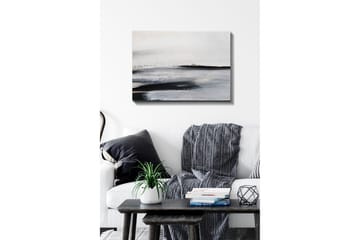 Lerretsbilde - Abstrakt landskap med myke linjer og gråtoner - Hvit / Svart / Grå - Interiør - Maleri & posters - Lerretsbilder