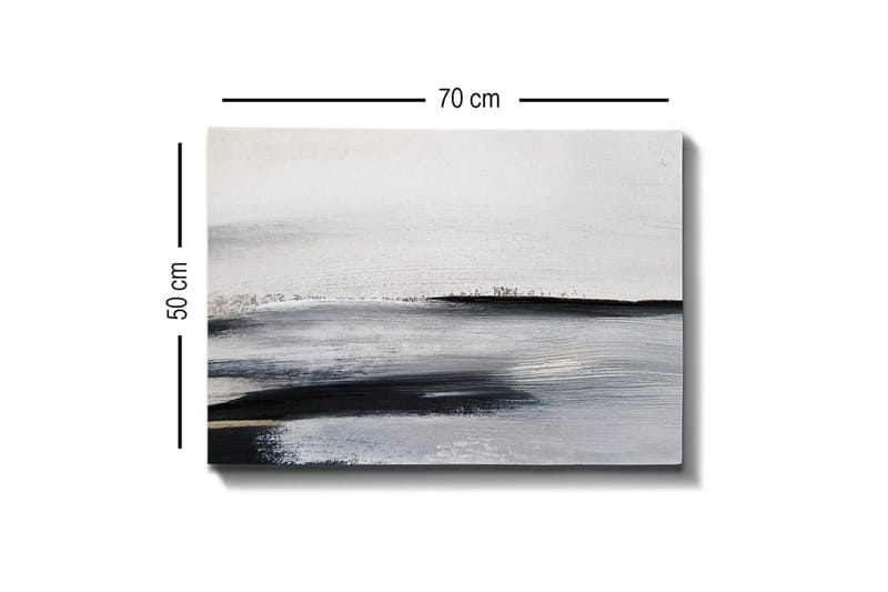 Lerretsbilde - Abstrakt landskap med myke linjer og gråtoner - Hvit / Svart / Grå - Interiør - Maleri & posters - Lerretsbilder