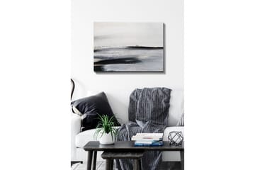 Lerretsbilde - Abstrakt landskap med myke linjer og gråtoner - Hvit / Svart / Grå - Interiør - Maleri & posters - Lerretsbilder