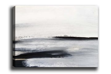 Lerretsbilde - Abstrakt landskap med myke linjer og gråtoner - Hvit / Svart / Grå - Interiør - Maleri & posters - Lerretsbilder