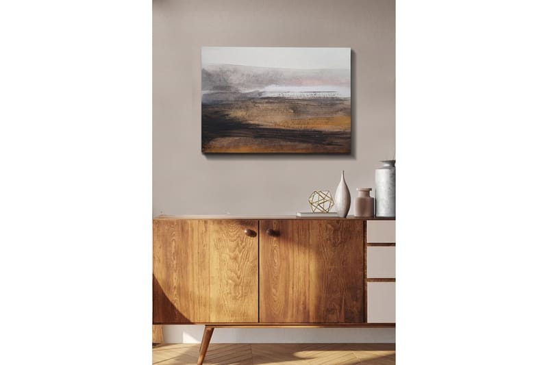 Lerretsbilde - Abstrakt landskap med myke overganger mellom jordfarger og gråtoner - Grå / Brun / Beige - Interiør - Maleri & posters - Lerretsbilder