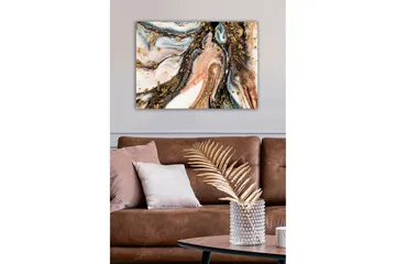 Lerretsbilde - Abstrakt mønster med svarte og gylne elementer - Gull / Svart / Rosa - Interiør - Maleri & posters - Lerretsbilder