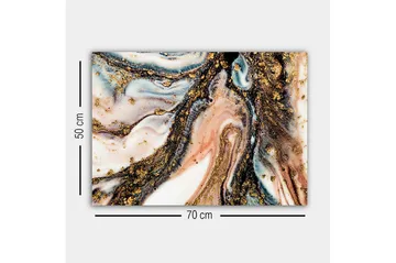 Lerretsbilde - Abstrakt mønster med svarte og gylne elementer - Gull / Svart / Rosa - Interiør - Maleri & posters - Lerretsbilder