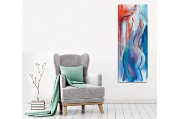 Lerretsbilde - Abstrakt nakenfigur med myke linjer og fargeoverganger - Rød / Blå / Hvit - Interiør - Maleri & posters - Lerretsbilder