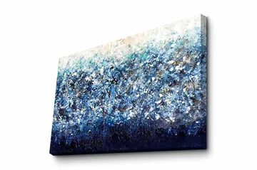 Lerretsbilde - Abstrakt sjølandskap med nyanser av blått og hvitt - Mørk blå / Lys blå / Hvit - Interiør - Maleri & posters - Lerretsbilder