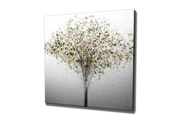 Lerretsbilde - Abstrakt tre med fargerike sirkler som blader - Grønn / Brun / Beige - Interiør - Maleri & posters - Lerretsbilder