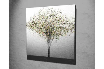 Lerretsbilde - Abstrakt tre med fargerike sirkler som blader - Grønn / Brun / Beige - Interiør - Maleri & posters - Lerretsbilder