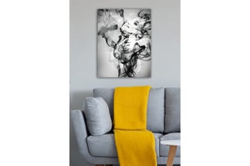 Lerretsbilde - Abstrakt portrett av en kvinne omgitt av røykfylte former - Svart / Hvit / Grå - Interiør - Maleri & posters - Lerretsbilder