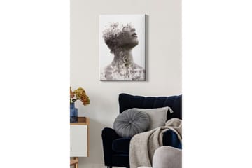 Lerretsbilde - Abstrakt portrett med fragmentert ansiktsstruktur - Grå / Svart - Interiør - Maleri & posters - Lerretsbilder