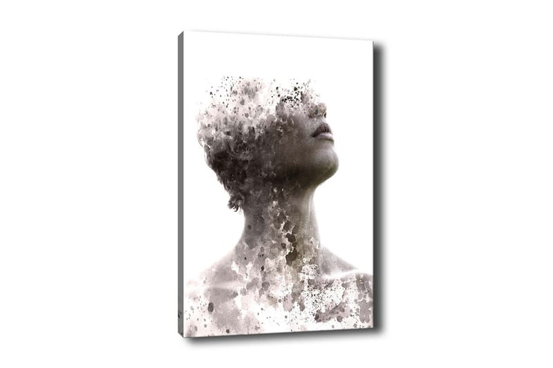Lerretsbilde - Abstrakt portrett med fragmentert ansiktsstruktur, Grå / Svart